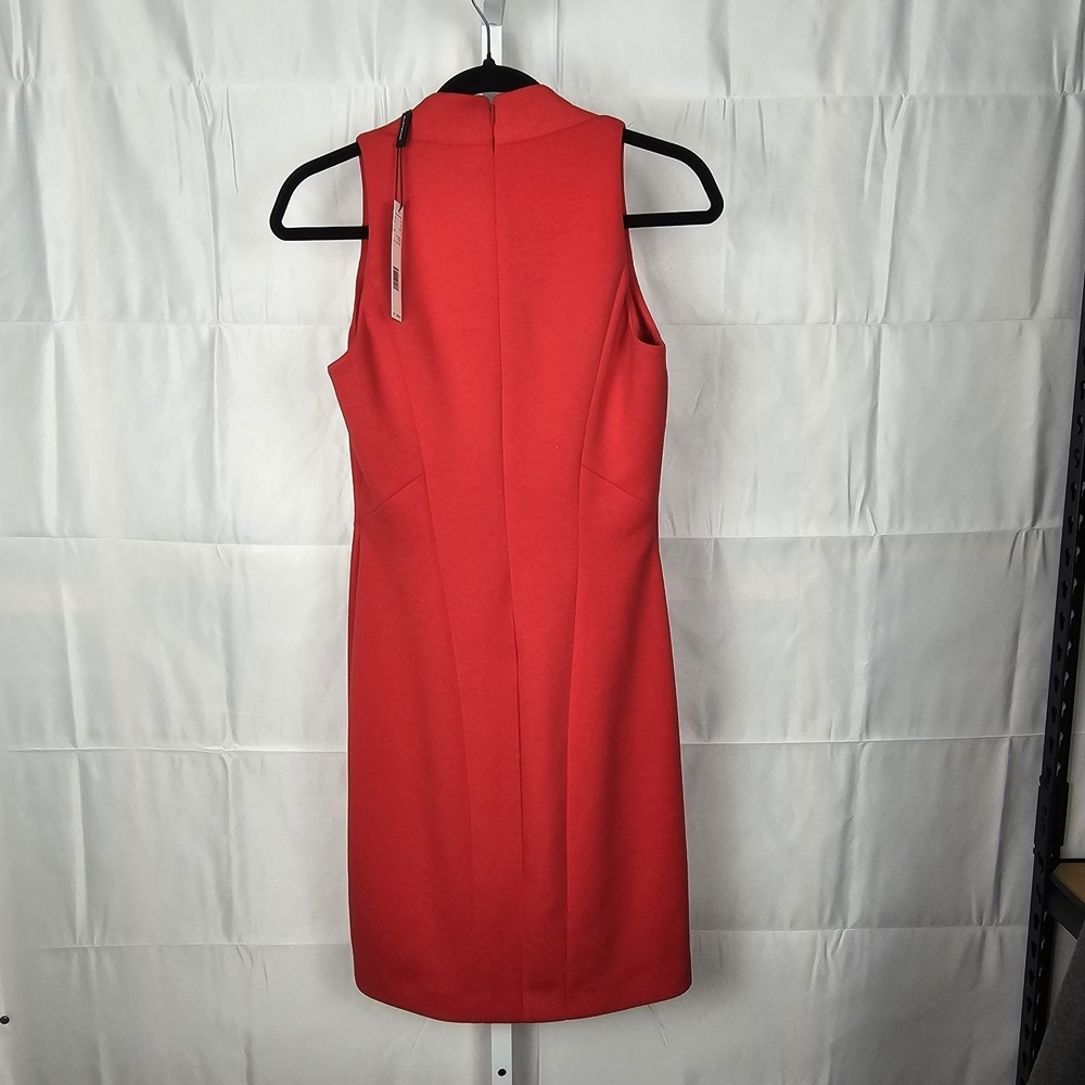 NWT Elie Tahari Dress Red Split Neck Zip Back Sleeveless fitted Career Size 4 - Picture 2 of 12